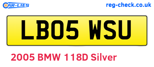 LB05WSU are the vehicle registration plates.
