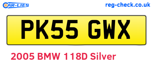 PK55GWX are the vehicle registration plates.