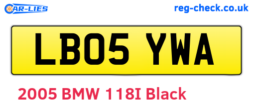 LB05YWA are the vehicle registration plates.