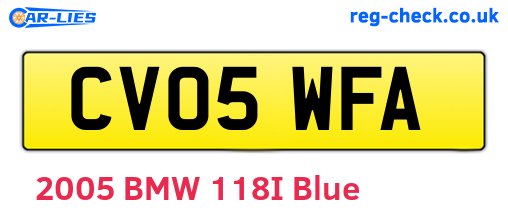 CV05WFA are the vehicle registration plates.