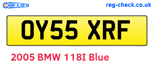 OY55XRF are the vehicle registration plates.