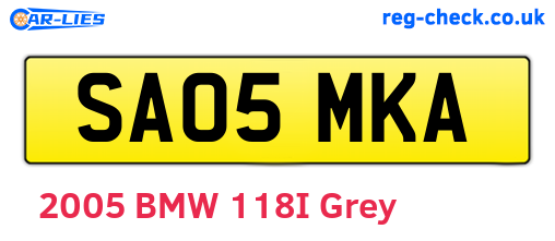 SA05MKA are the vehicle registration plates.