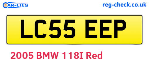 LC55EEP are the vehicle registration plates.