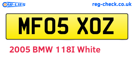 MF05XOZ are the vehicle registration plates.