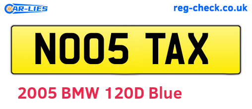 NO05TAX are the vehicle registration plates.