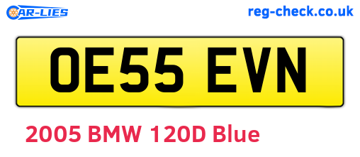 OE55EVN are the vehicle registration plates.