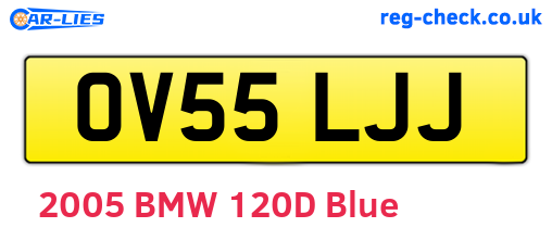 OV55LJJ are the vehicle registration plates.
