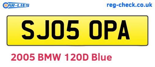 SJ05OPA are the vehicle registration plates.