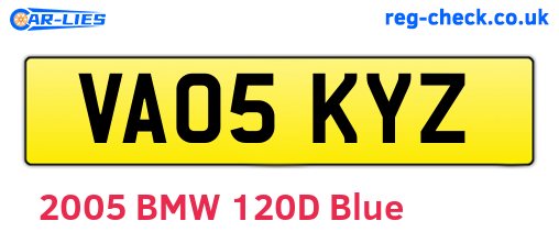 VA05KYZ are the vehicle registration plates.