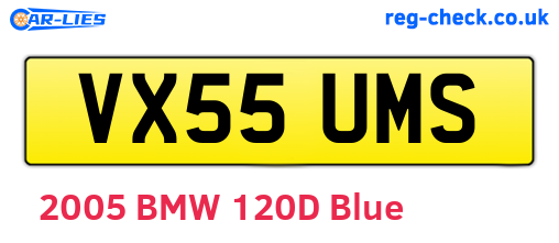 VX55UMS are the vehicle registration plates.