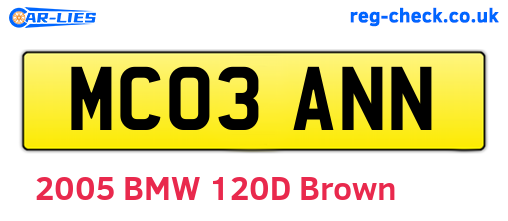 MC03ANN are the vehicle registration plates.