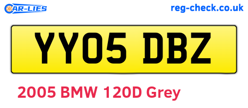 YY05DBZ are the vehicle registration plates.