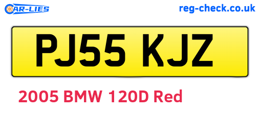 PJ55KJZ are the vehicle registration plates.