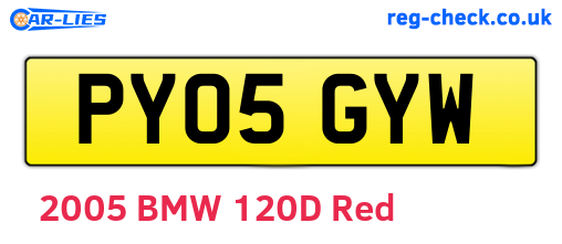 PY05GYW are the vehicle registration plates.