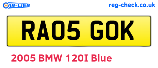 RA05GOK are the vehicle registration plates.