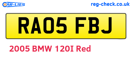 RA05FBJ are the vehicle registration plates.