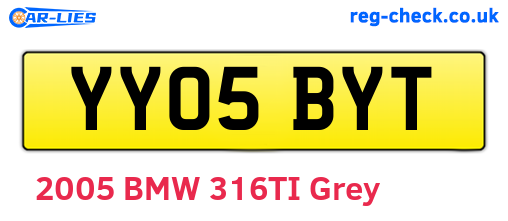 YY05BYT are the vehicle registration plates.