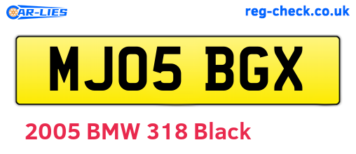 MJ05BGX are the vehicle registration plates.
