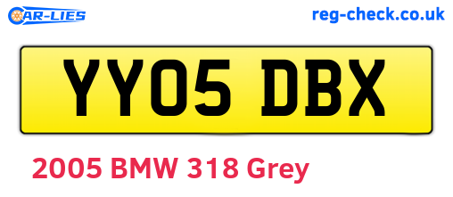 YY05DBX are the vehicle registration plates.