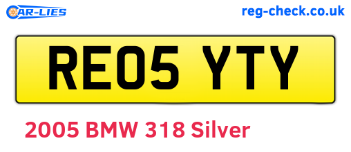 RE05YTY are the vehicle registration plates.