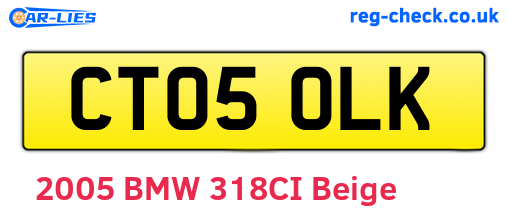CT05OLK are the vehicle registration plates.