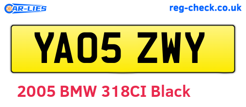 YA05ZWY are the vehicle registration plates.