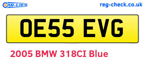 OE55EVG are the vehicle registration plates.
