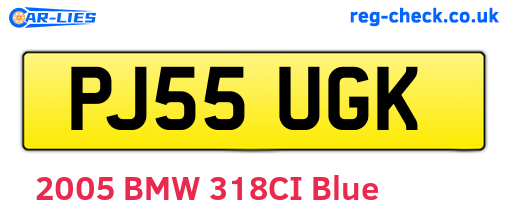 PJ55UGK are the vehicle registration plates.
