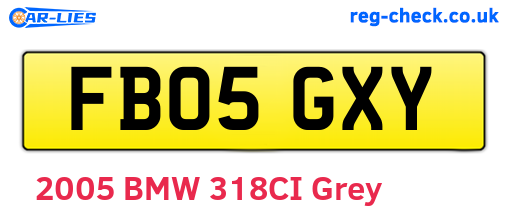 FB05GXY are the vehicle registration plates.