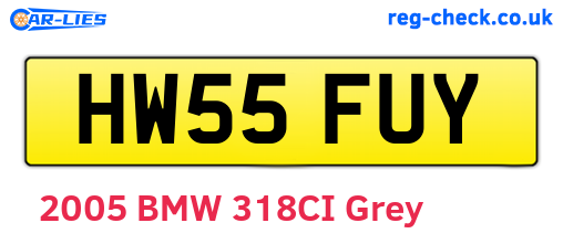 HW55FUY are the vehicle registration plates.