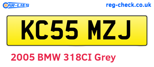 KC55MZJ are the vehicle registration plates.