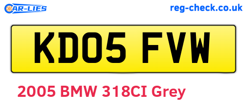 KD05FVW are the vehicle registration plates.