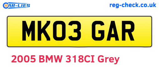 MK03GAR are the vehicle registration plates.