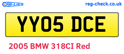 YY05DCE are the vehicle registration plates.