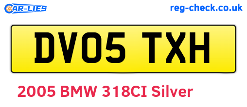 DV05TXH are the vehicle registration plates.