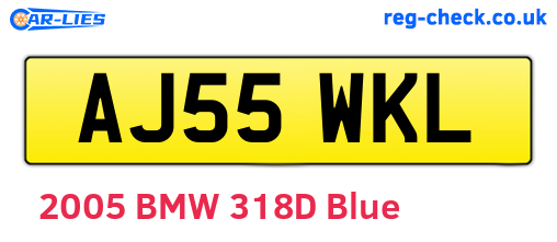 AJ55WKL are the vehicle registration plates.