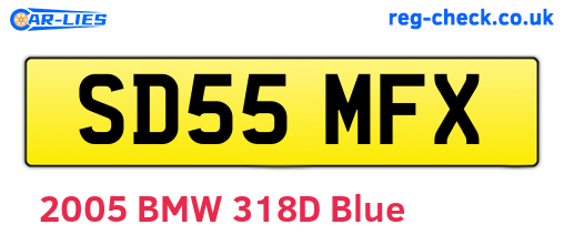 SD55MFX are the vehicle registration plates.