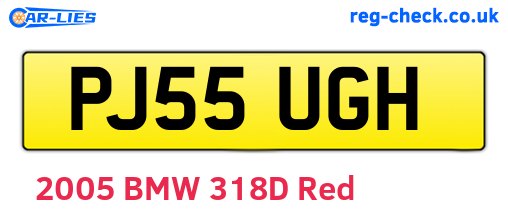 PJ55UGH are the vehicle registration plates.