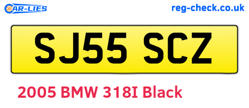 SJ55SCZ are the vehicle registration plates.