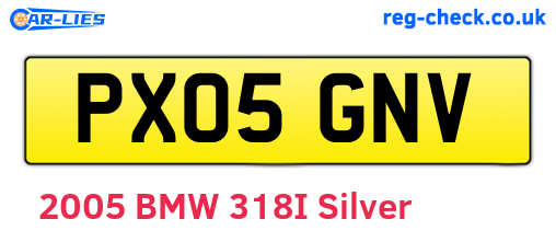 PX05GNV are the vehicle registration plates.