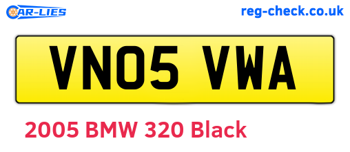 VN05VWA are the vehicle registration plates.