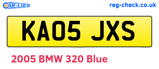 KA05JXS are the vehicle registration plates.