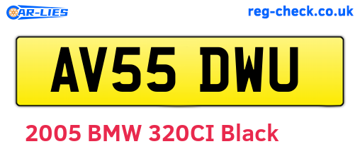 AV55DWU are the vehicle registration plates.