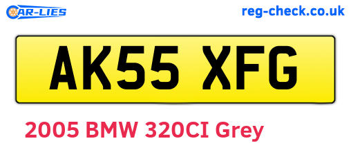 AK55XFG are the vehicle registration plates.