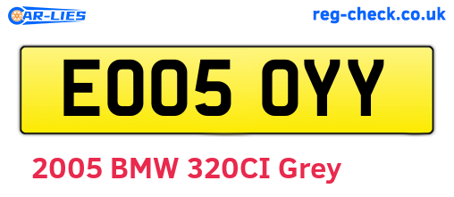EO05OYY are the vehicle registration plates.