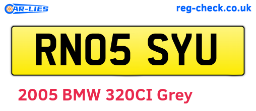 RN05SYU are the vehicle registration plates.
