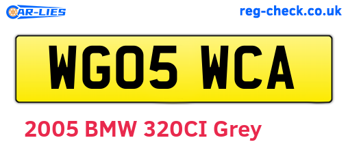 WG05WCA are the vehicle registration plates.