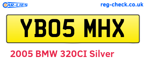 YB05MHX are the vehicle registration plates.