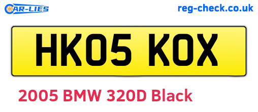HK05KOX are the vehicle registration plates.