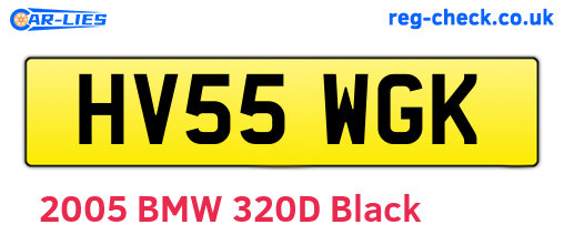 HV55WGK are the vehicle registration plates.